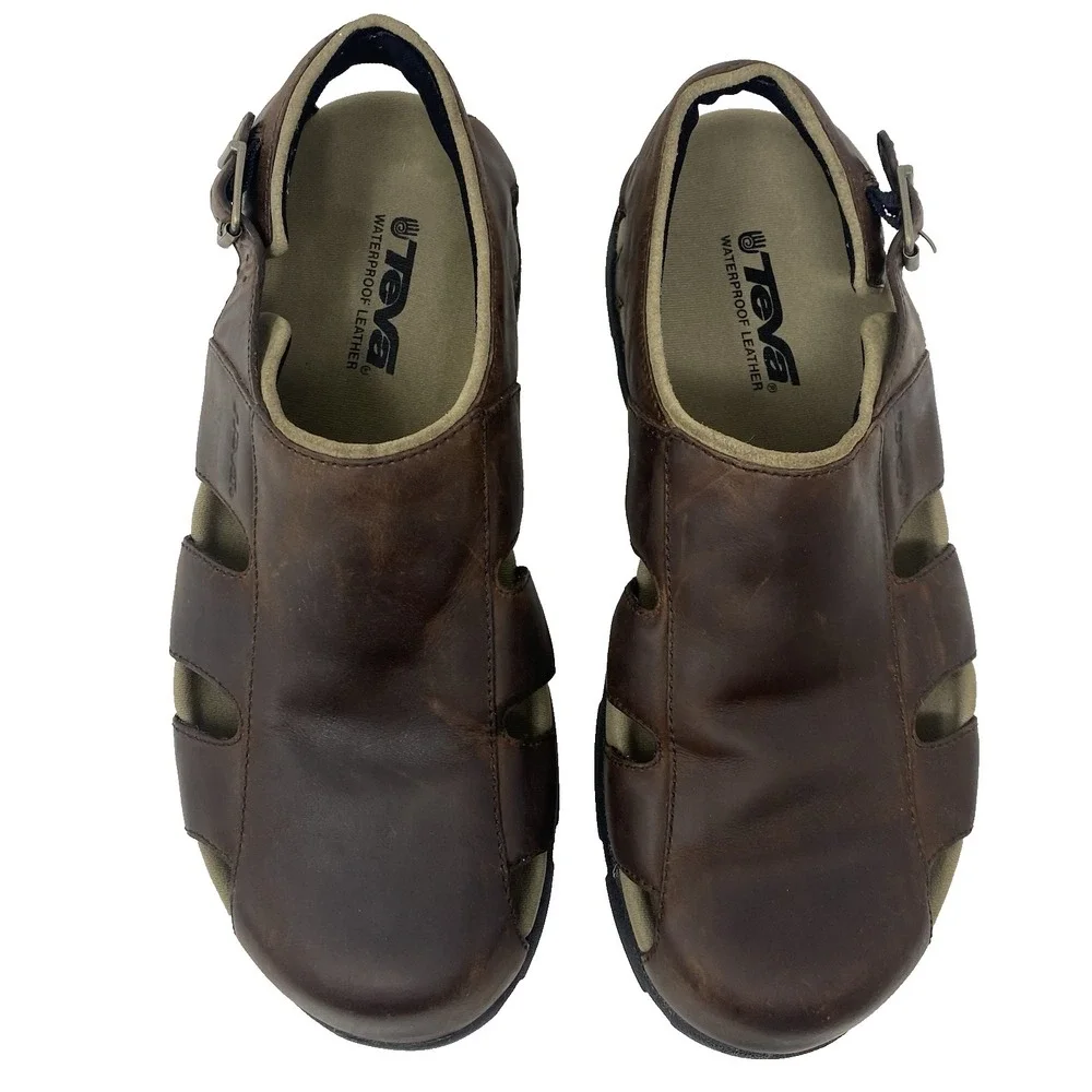 Teva Men 13 Waterproof Brown‎ Genuine Leather Close Toe Casual Outdoors Hiking
